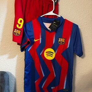 Nike Kids Barcelona Blue and Red Jersey Set lewandowski #9